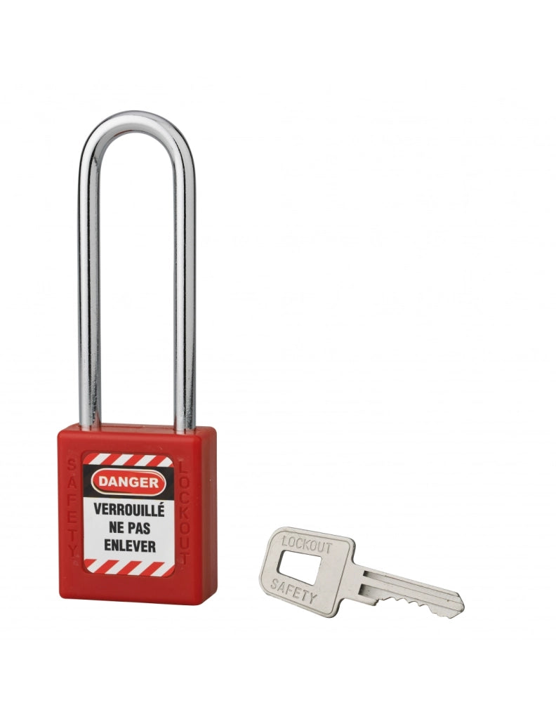 Lucchetto con arco in acciaio Ø 6 x 76 mm, rosso – THIRARD