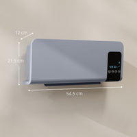 Termoventilatore da Parete Oscillante 54,5x12x21,5 cm 2 Modalità Timer 12h e Telecomando Grigio