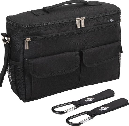 Organizzatore di tasca per passeggino con diverse tasche, nero.