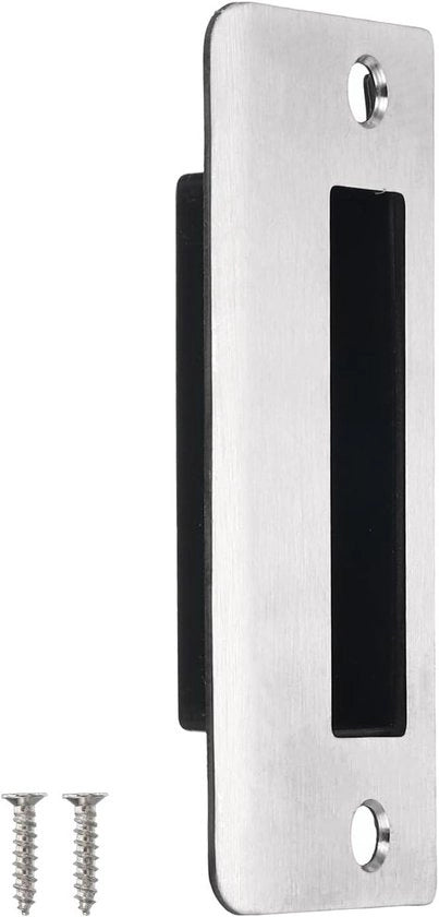 Piastra di allaccio universale in acciaio inossidabile 90mm x 40mm - Piastra di allaccio per telaio porta con finitura argentata