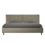 Letto Matrimoniale King Size 200x210 cm con Rete Testata con Cuscini Imbottito in Similpelle Annalisa Large Cappuccino