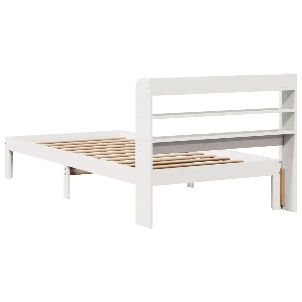 Letto singolo | Letto per adulti | Giroletto con Testiera Bianco 75x190 cm Legno Massello di Pino