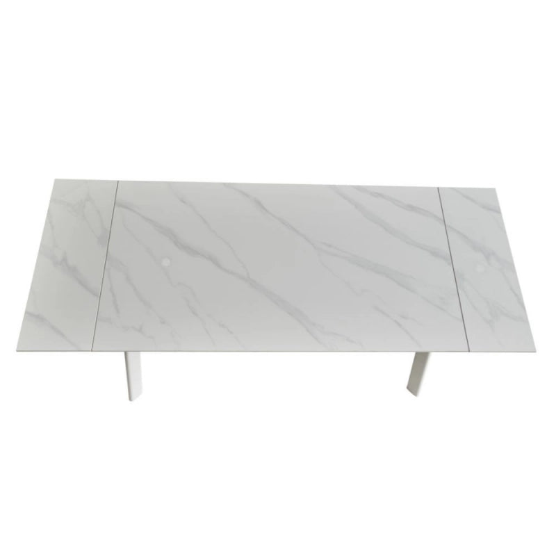 Tavolo allungabile Presena in ceramica colore bianco puro e gambe metallo nere