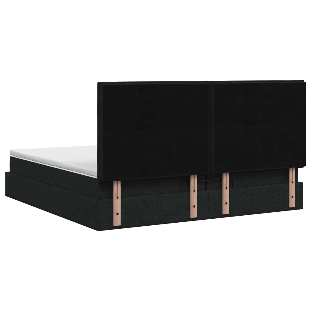 Letto Ottomano con Materasso e LED Nero 200 x 200 cm Tessuto 3458016