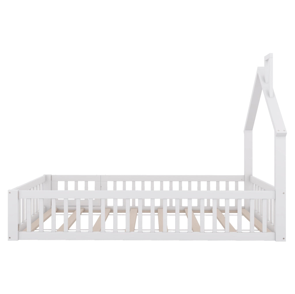Letto per bambini 90x200 cm con design a casetta e sponde di sicurezza