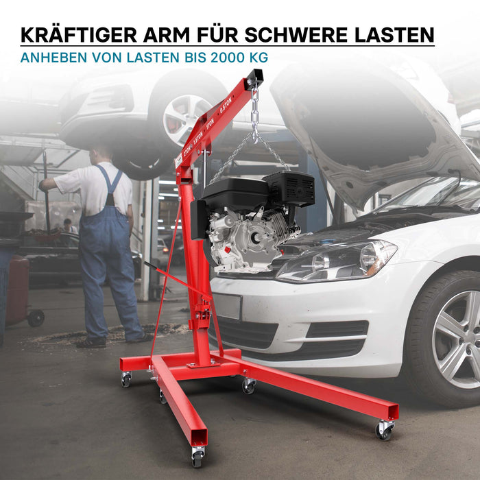 gruetta idraulica da officina per sollevamento, gru manuale pieghevole con doppia pompa, carico max 2000kg