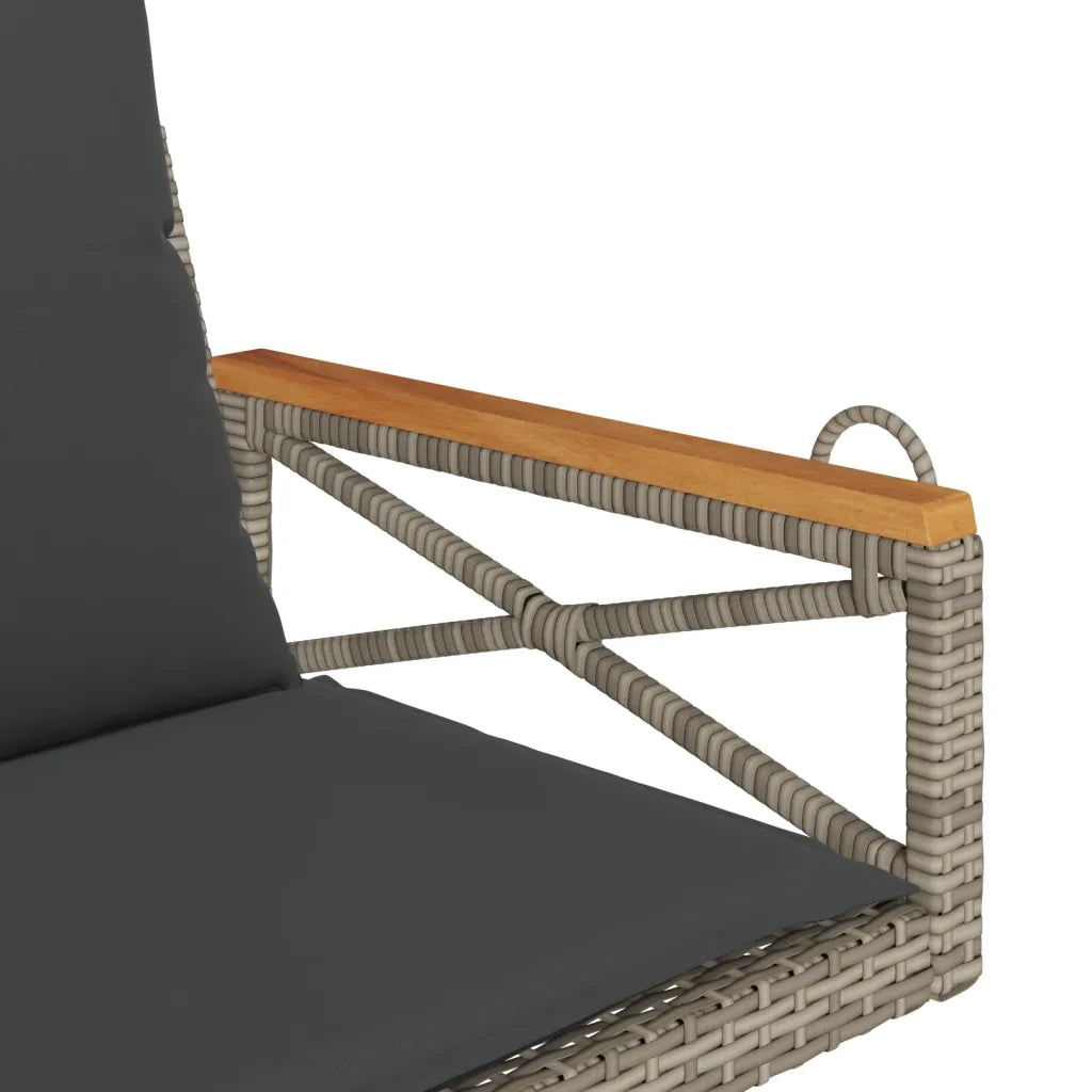 Panca da Giardino | Panchina Dondolo con Cuscini Grigia 63x62x40 cm in Polyrattan