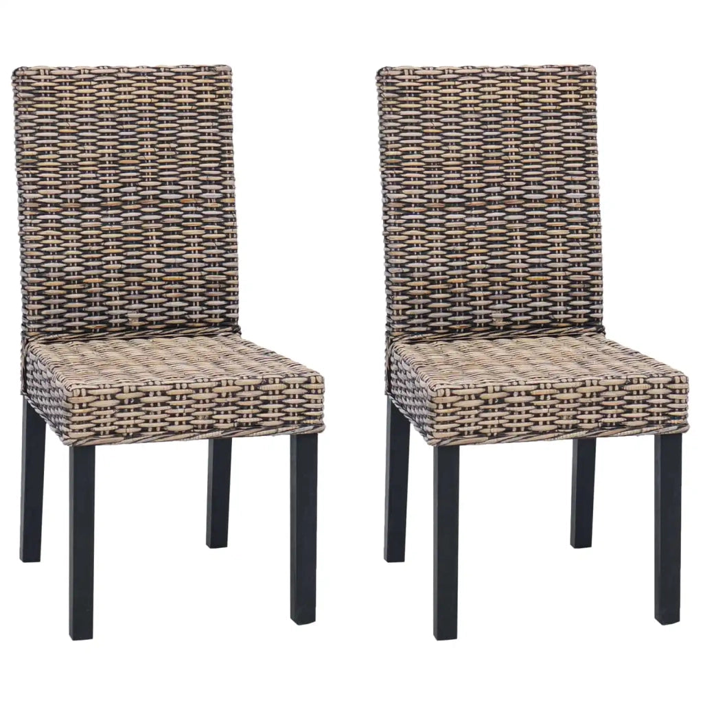 Sedia da pranzo 2 pcs Rattan Kubu e Legno Massello di Mogano