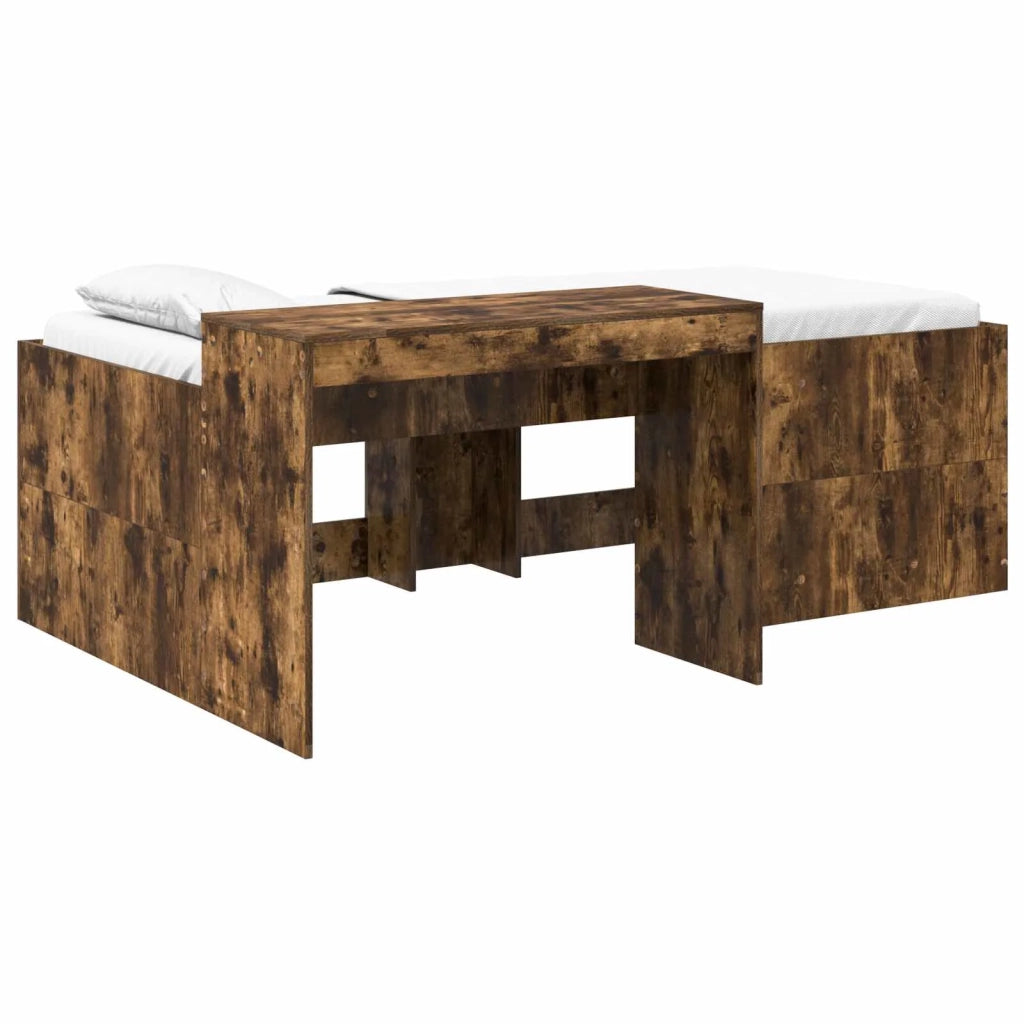Letto alto per bambini con scrivania Rovere Fumo