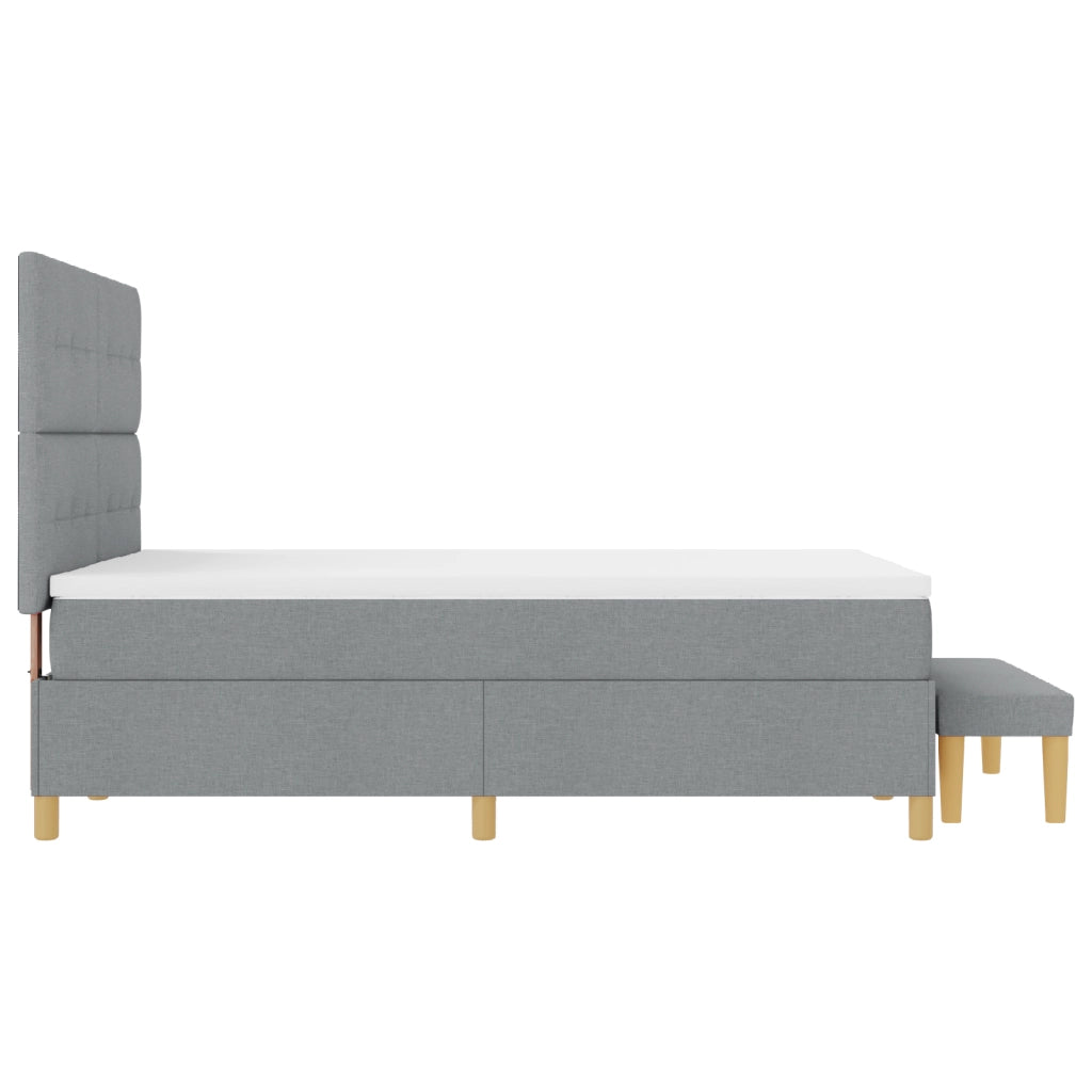 Letto a Molle  con Materasso e Panchetta Grigio Chiaro 160x200 cm Tessuto