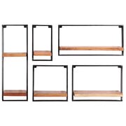 Mensole da Parete 5 pz in Legno Massello di Acacia 373633