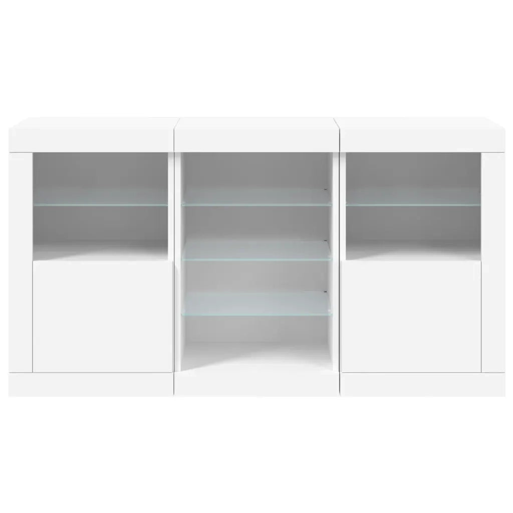 Credenza con Luci LED-Buffet-Armadio da cucina Bianca 123x37x67 cm 999872