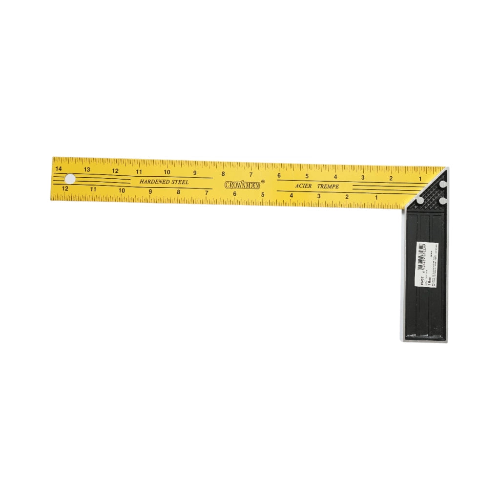 Squadra da carpentiere professionale Crownman, 350 mm/14 pollici, manico in alluminio, righello in acciaio al carbonio.