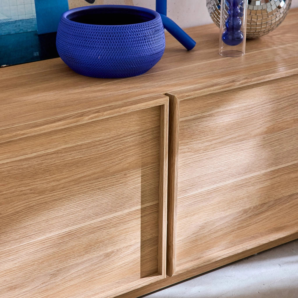 Mobile tv decorativo in legno 3 ante 180cm, marrone naturale