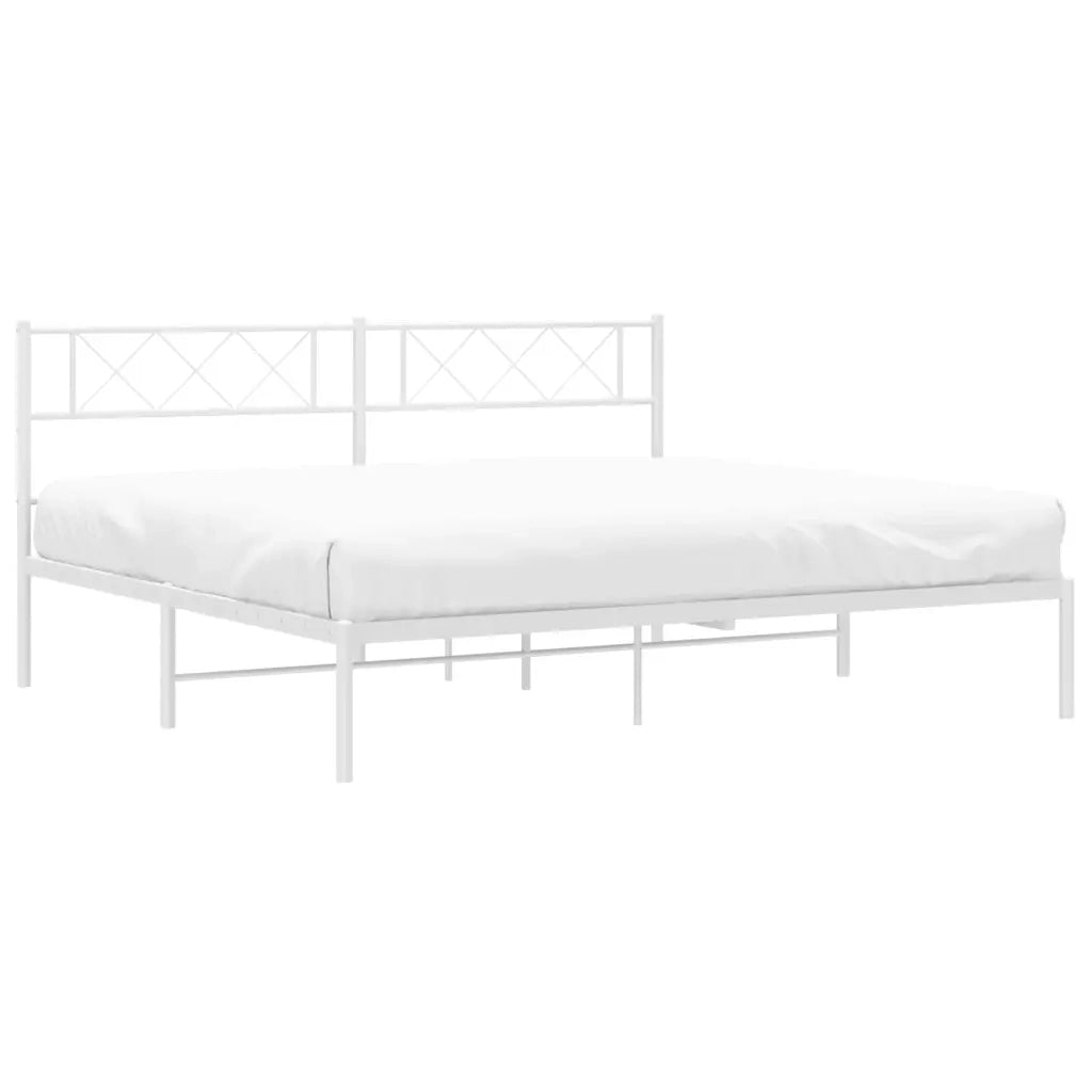 Giroletto con Testiera-Struttura Letto con testiera Metallo Bianco 160x200 cm 774259