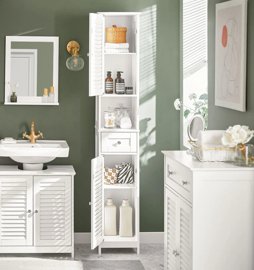 Mobiletto Bagno Colonna Bagno Cassettiera Bagno Bianco Con Cassetti Bianco FRG236-W