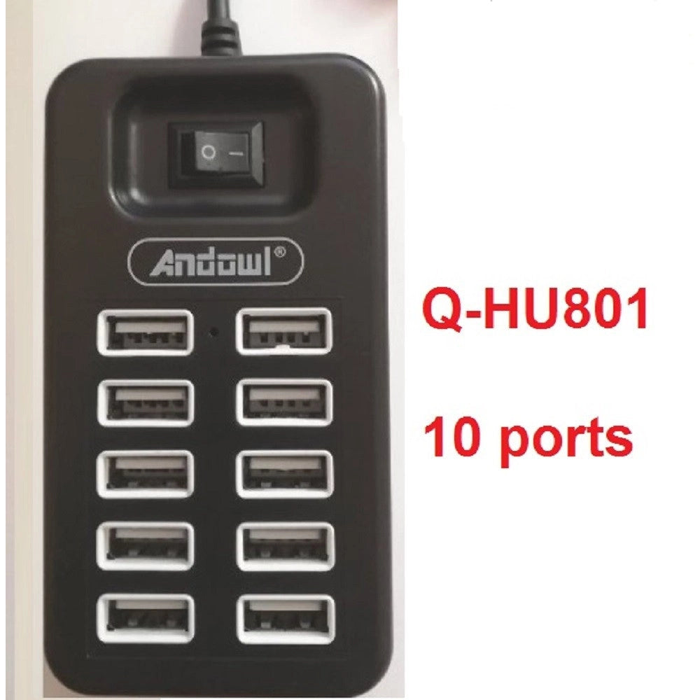 Trade Shop - Hub Usb 2.0 Alta Velocità Estensore A 10 Porte Usb Computer Cavo 100cm Q-hu801 -