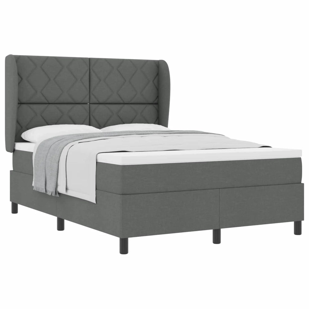 Letto a molle con materasso Grigio scuro 140 x 200 cm Tessuto 3340628