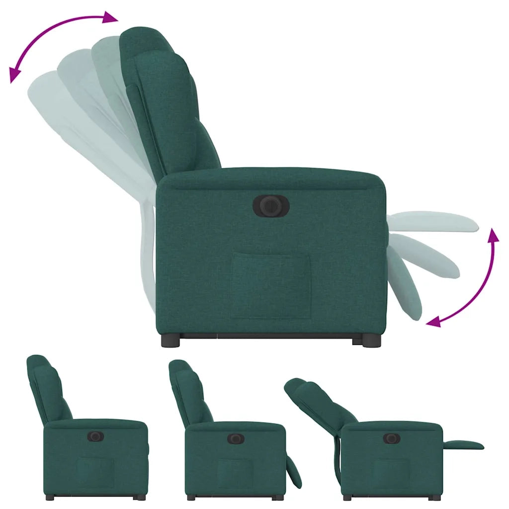 Poltrona Alzapersona Reclinabile Elettrica Verde Scuro Tessuto 3303160