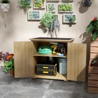 Armadio da Esterno con Ripiano Interno Regolabile e Tetto Inclinato, in Legno di Abete, 77.5x88x90 cm