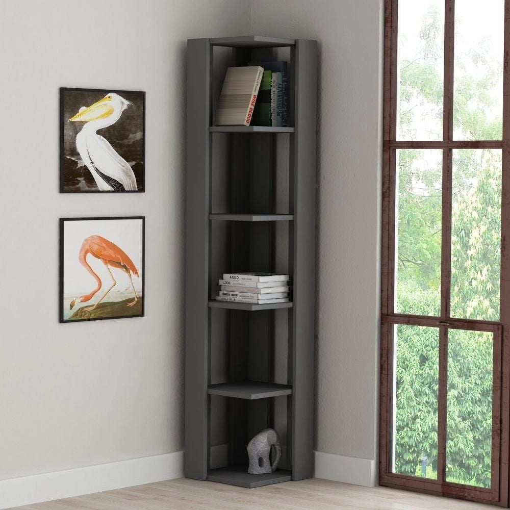 Libreria angolare 5 ripiani 34x34x161 Nati colore antracite