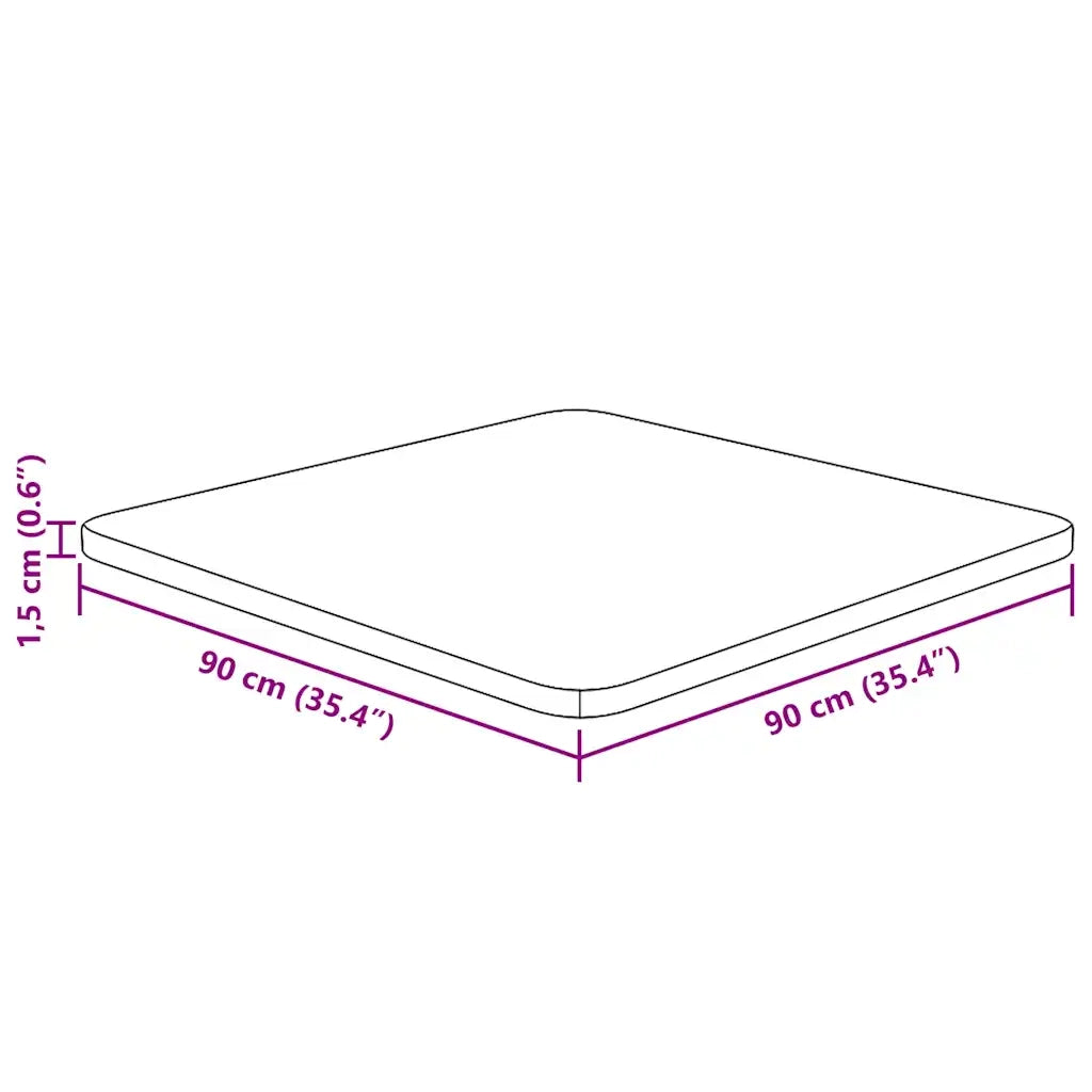 Piano Tavolo Quadrato Marrone Scuro 90x90x1,5cm Rovere Trattato 343019