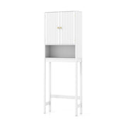 Mobile portaoggetti wc ante scanalate ripiano regolabile barra inferiore-Mobili da Bagno Organizer bagno alto indipendente salvaspazio Bianco