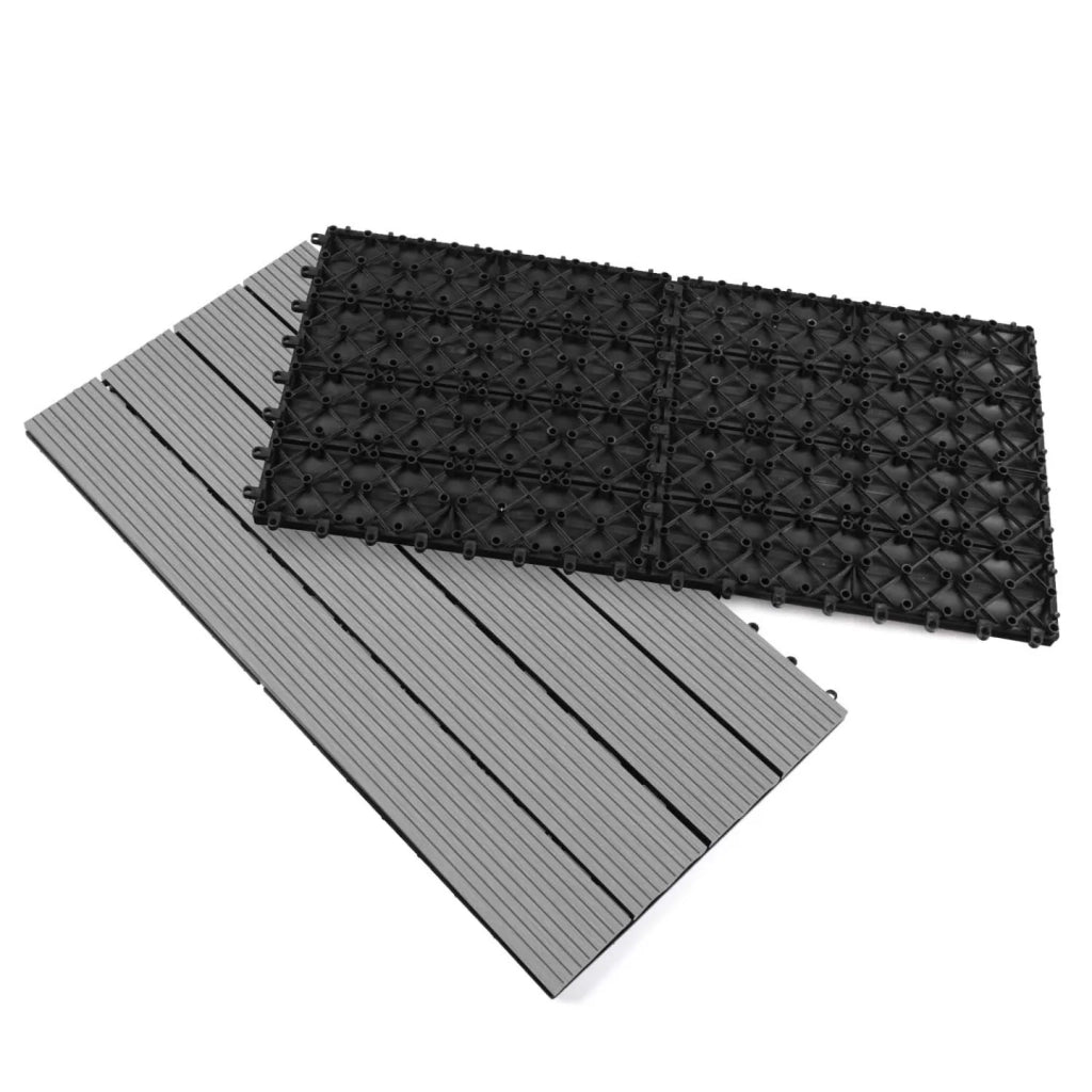 IDMarket - Set di 5 piastrelle rettangolari in legno composito WODHY grigio da agganciare