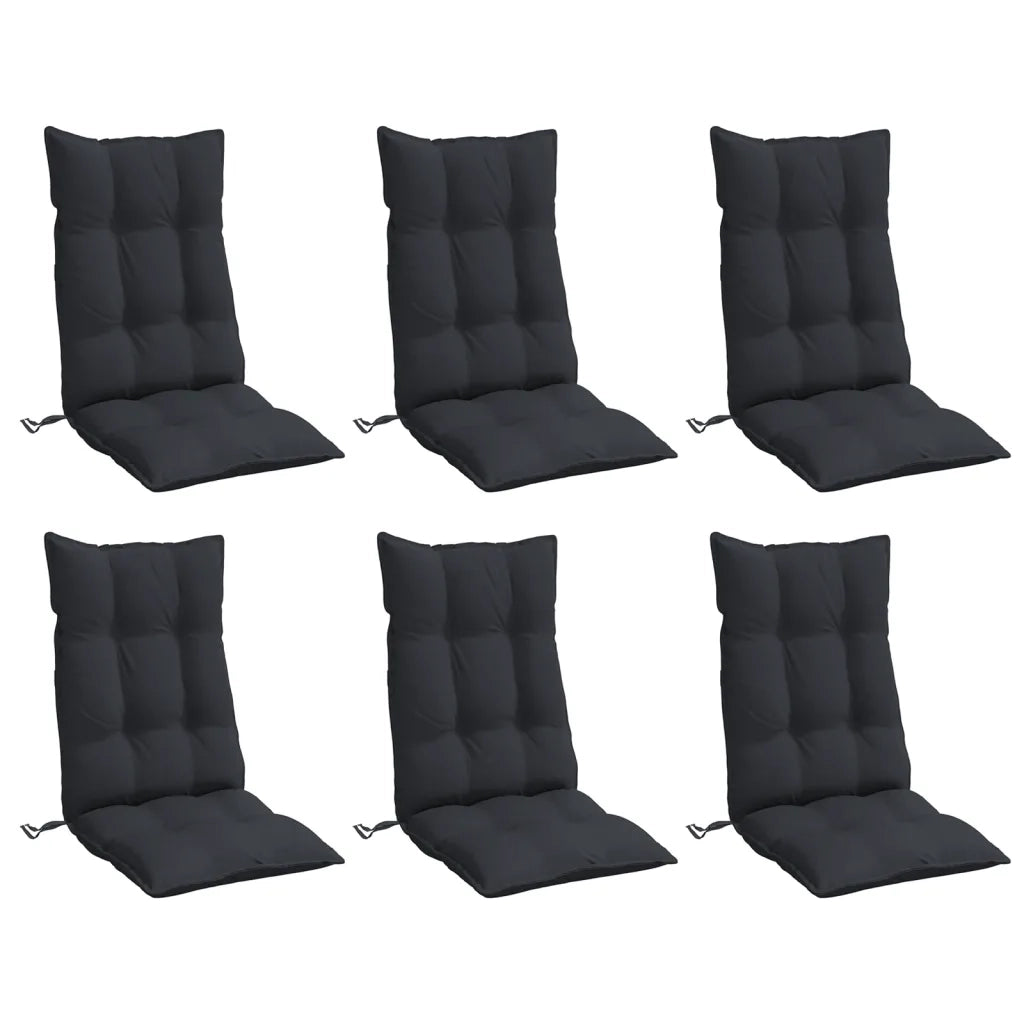 Cuscini per Sedia con Schienale Alto 6pz Nero in Tessuto Oxfordcod mxl 114666