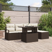 Set divani da giardino  6 pezzi con cuscini Marrone Rattan polietilene