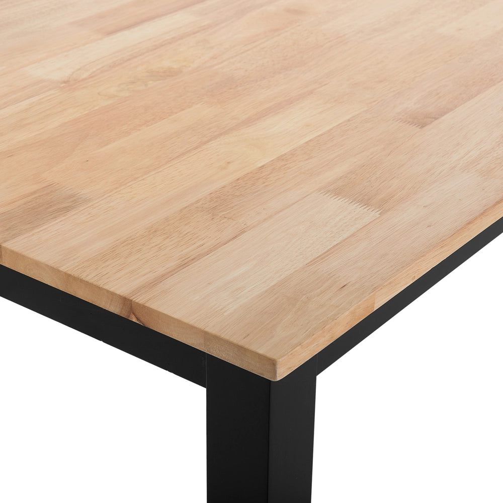 Set da pranzo in legno massello Nero con piano in legno chiaro a 4 posti 120 x 75 cm moderno scandinavo