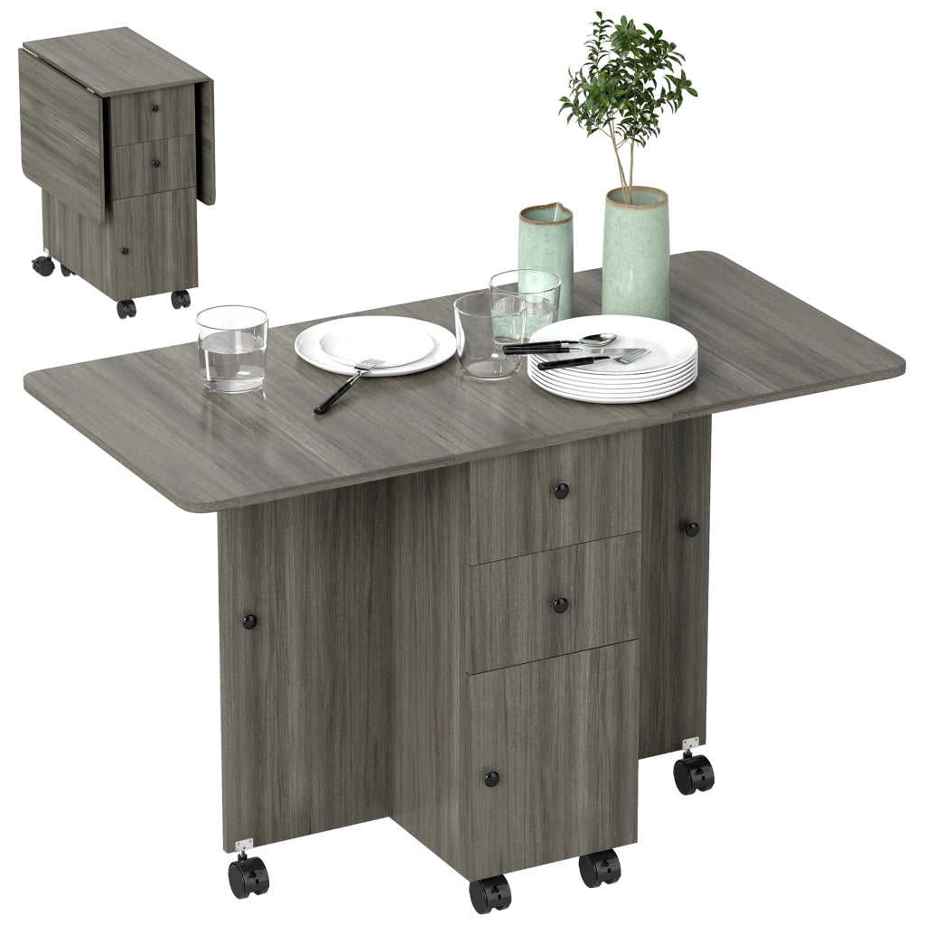 Tavolo da cucina pieghevole con 2 cassetti e 1 anta ¨C zephmum ¨C grigio