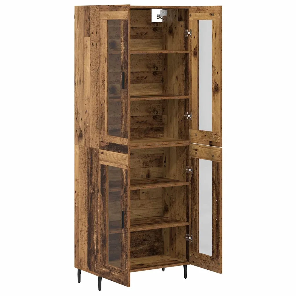 Credenza 2 pcs Legno vecchio Legno Stratificato e Vetro
