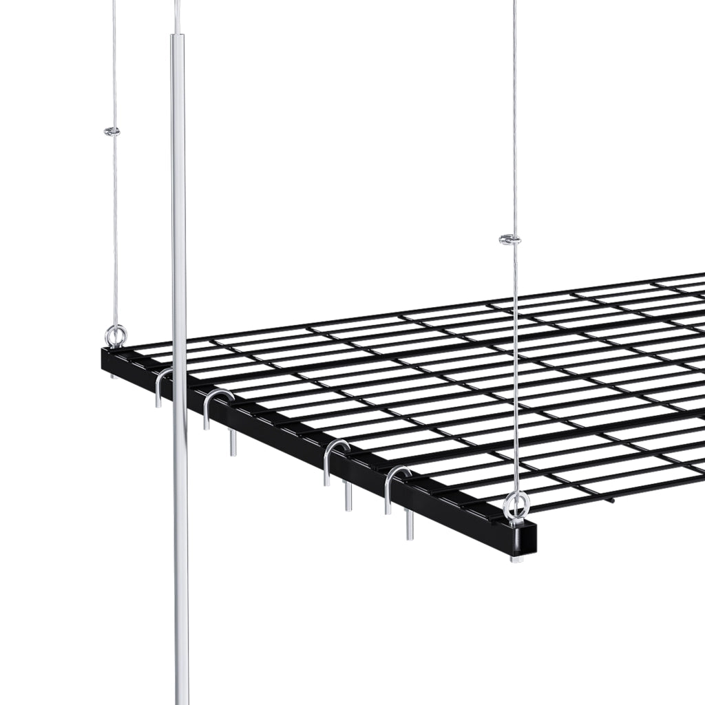 Scaffale da garage con sistema a manovella e blocco manuale per montaggio a soffitto; acciaio; nero; 120×120 cm