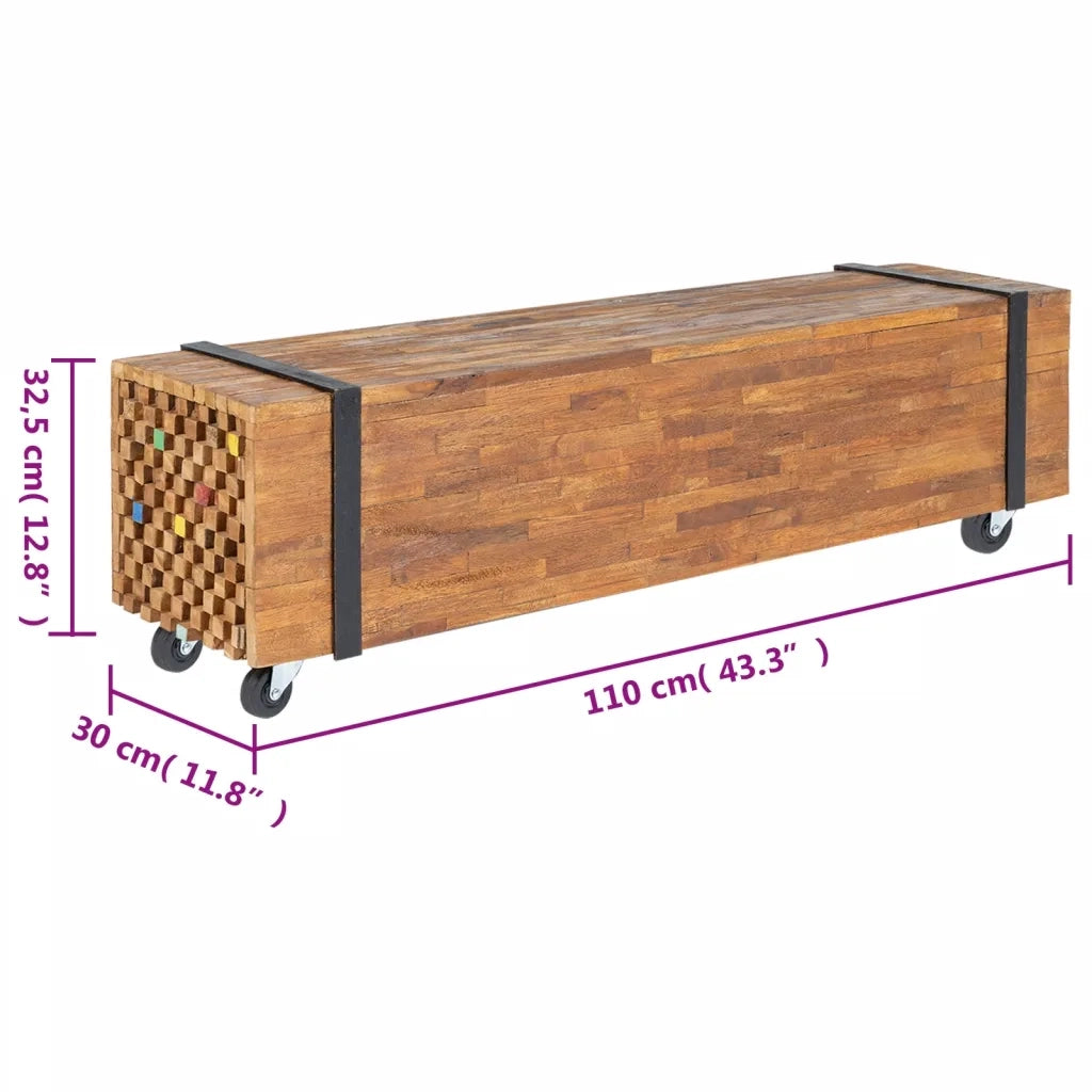 Mobile Porta TV 110x30x32,5 cm in Legno Massello di Teak cod mxl 19812