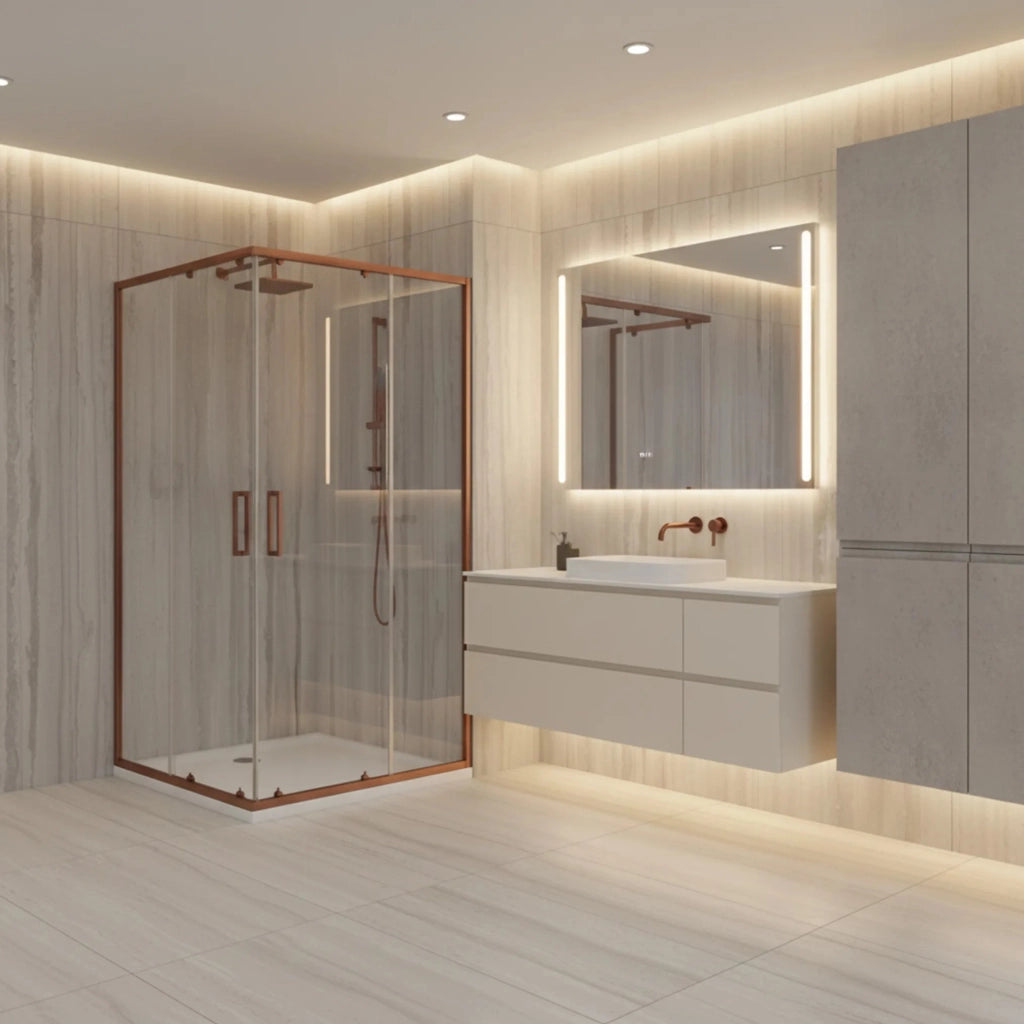 Cabina Doccia Rea City 80x100 Brush Copper con piatto doccia Savoy