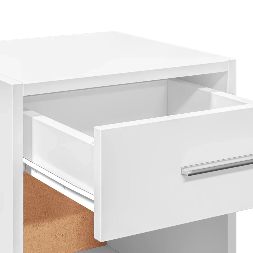 Comodini 2pz Bianchi 35x34x65 cm in Legno Multistrato 840577