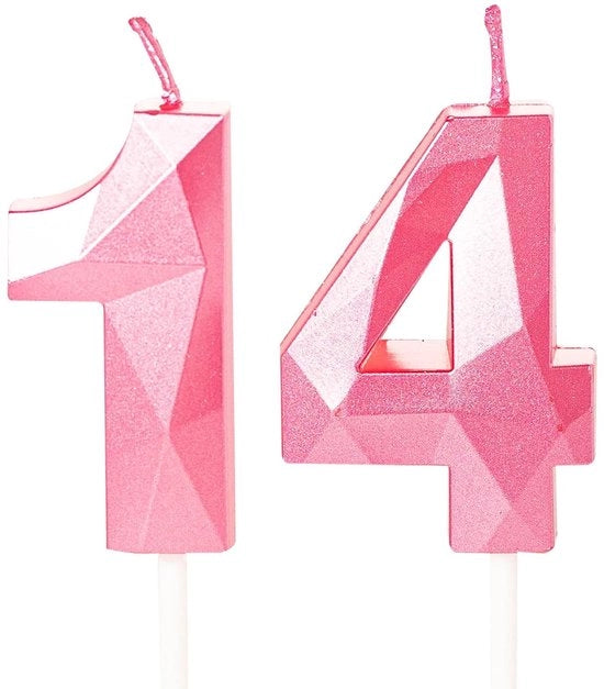 Candele per il 14° compleanno, numero 14, decorazioni per festa di compleanno, ragazza o ragazzo, con candela rossa