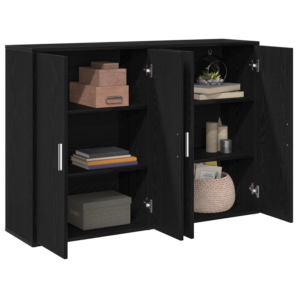 Credenze 2 pcs Nero Rovere 60x31x84 cm Legno Ingegnerizzato