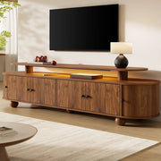 Mobile TV 180x40x48 cm con LED integrato; ante scorrevoli in MDF noce
