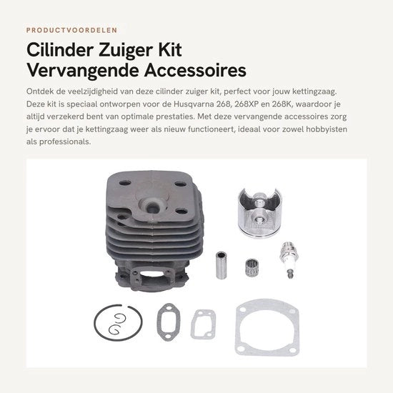Kit di sostituzione per cilindri 50mm - Accessori di ricambio - Adatto per Husqvarna 268/268XP/268K - Seghe a catena - Alta qualità - Componente motore