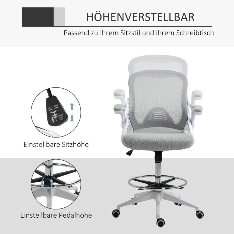 SEDIA UFFICIO ergonomica girevole 64x60x106-126 cm grigio chiaro in plastica