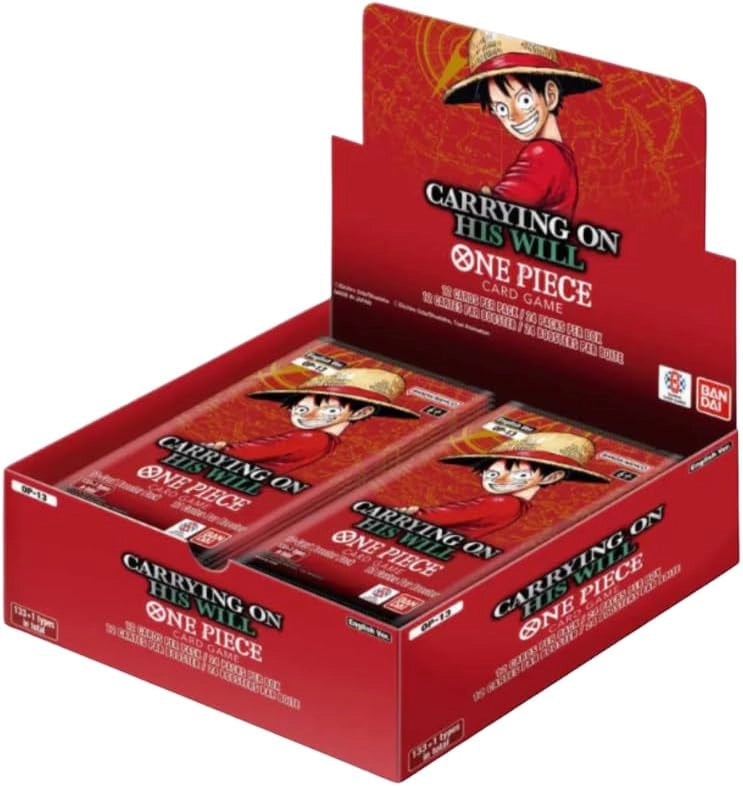 One Piece Box da 24 buste OP-13 Carrying on his will del TCG di One piece, Bandai Namco, Eta 6+