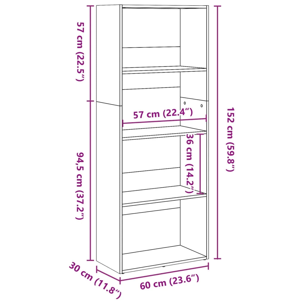 Libreria Rovere Sonoma 60x30x152 cm in Legno Multistrato 857910