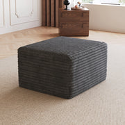 Pouf Ottoman con schiuma ad alta elasticità, tessuto a coste rigate, Tessuto, Grigio scuro