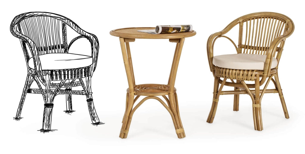 Tavolino da Giardino Ø60x70 cm in Rattan Vienna