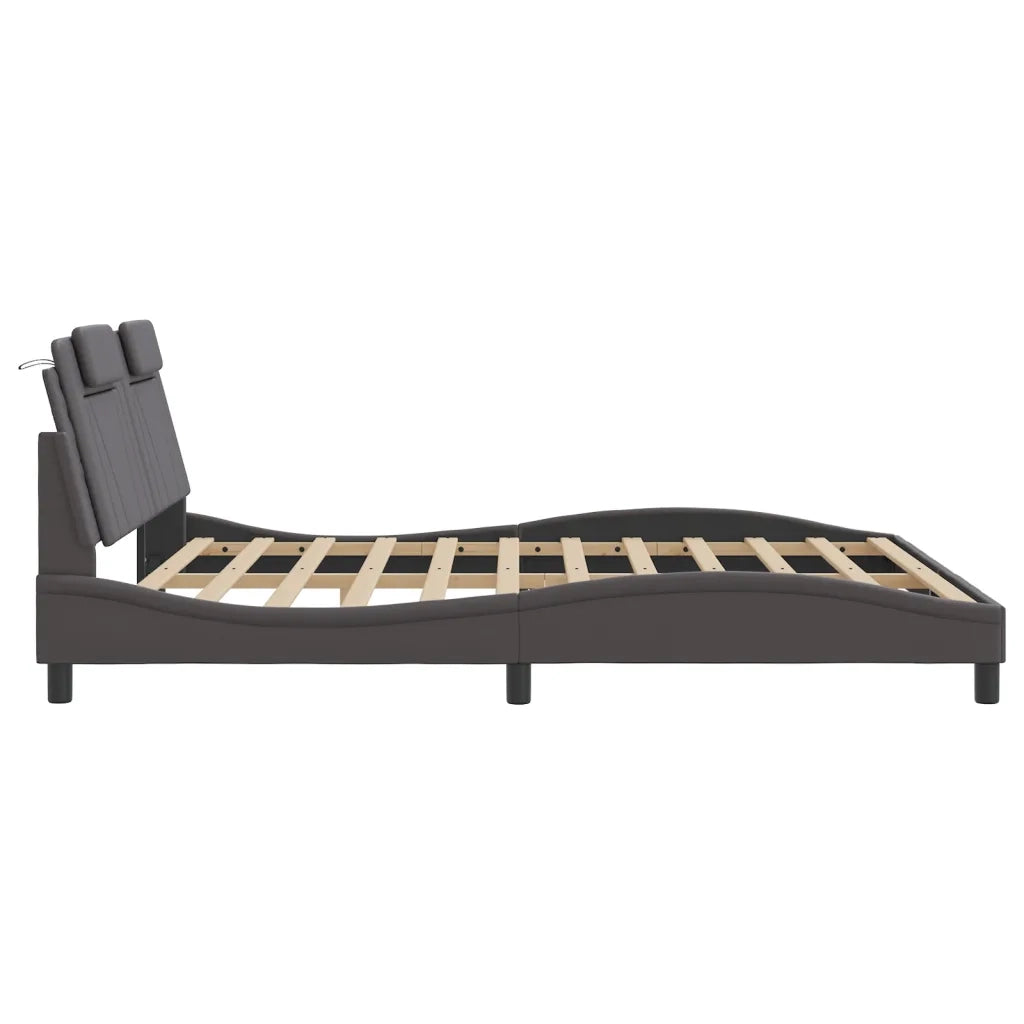Letto matrimoniale | Letto per adulti | Giroletto Viana con LED senza Materasso Grigio 180x200 cm
