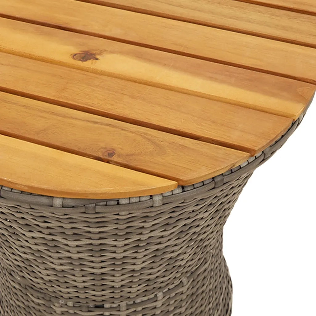 Tavolino-Tavolino da soggiorno-Tavolo Giardino Forma Tamburo Grigio Polyrattan Massello