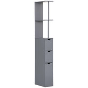 Armadio da bagno colonna con cassetti e ripiani ¨C zephmum ¨C 15x33x136,8 cm grigio