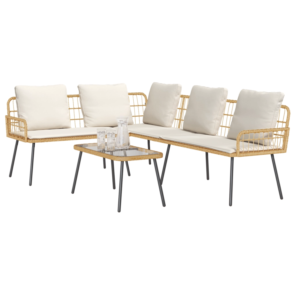 Set di Divani da Giardino a 2 Pezzi con Cuscini in Rattan Sintetico Naturale